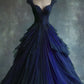 Robe de bal longue en tulle brillant violet/vert/bleu/rouge/noir nv3357