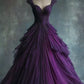 Robe de bal longue en tulle brillant violet/vert/bleu/rouge/noir nv3357