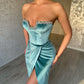 Classic off-the-shoulder long crystal front slit long velvet ball gown nv1756