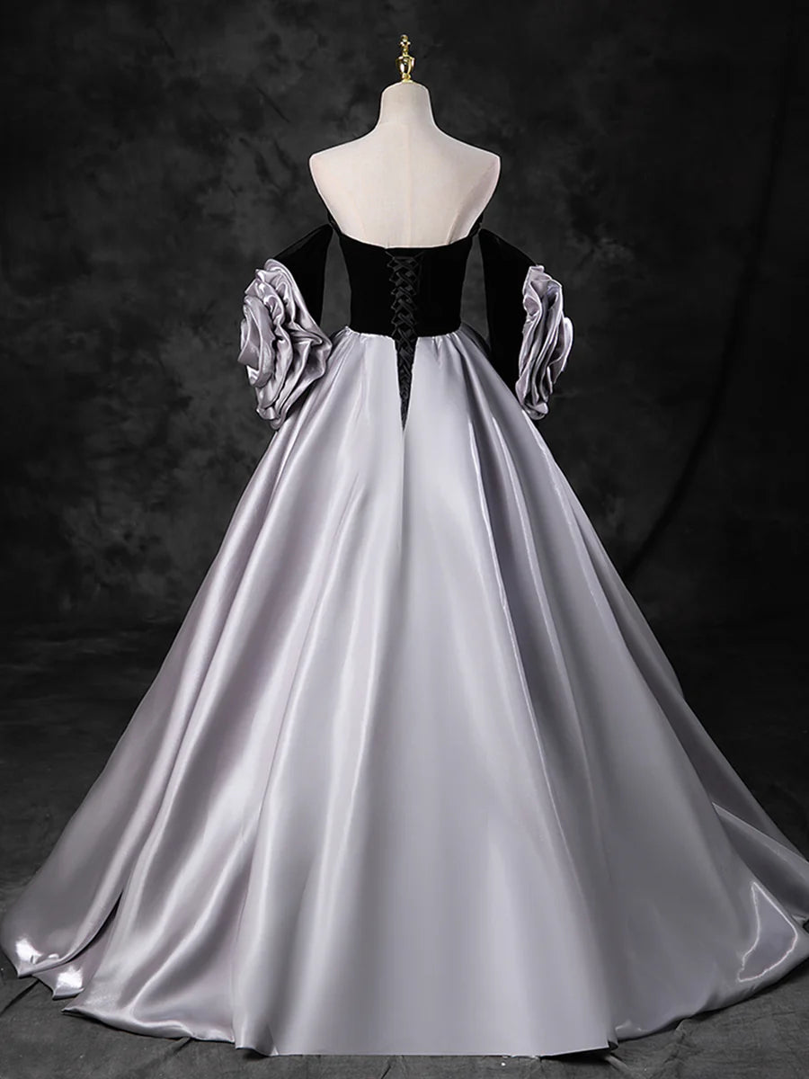 Schwarzes, bodenlanges Abendkleid aus Samt mit herzförmigem Ausschnitt, schickes, abnehmbares, schulterfreies Partykleid nv1425