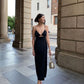 Navy blue spaghetti straps elegant sexy long ball gown evening dress nv1804