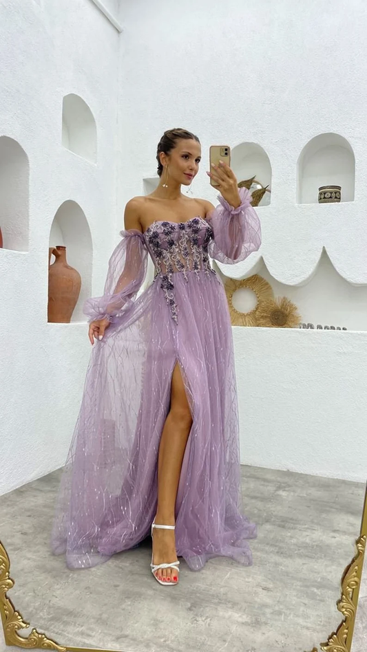 Fantasy fairy ball gown, corset tulle prom dress, occasion dress, purple mother of the bride dress, formal bustier dress nv795