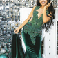 Green evening dress custom made black girl mermaid prom gowns nv241